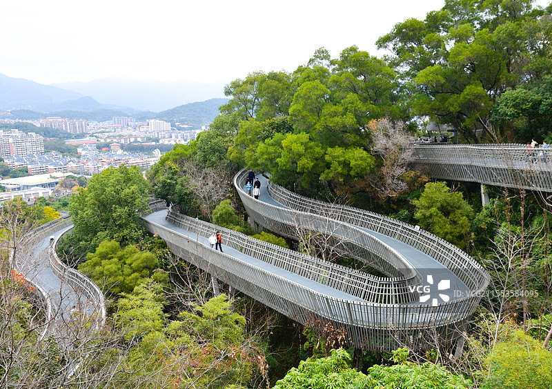 福州福道-城市森林步道俯拍图片素材