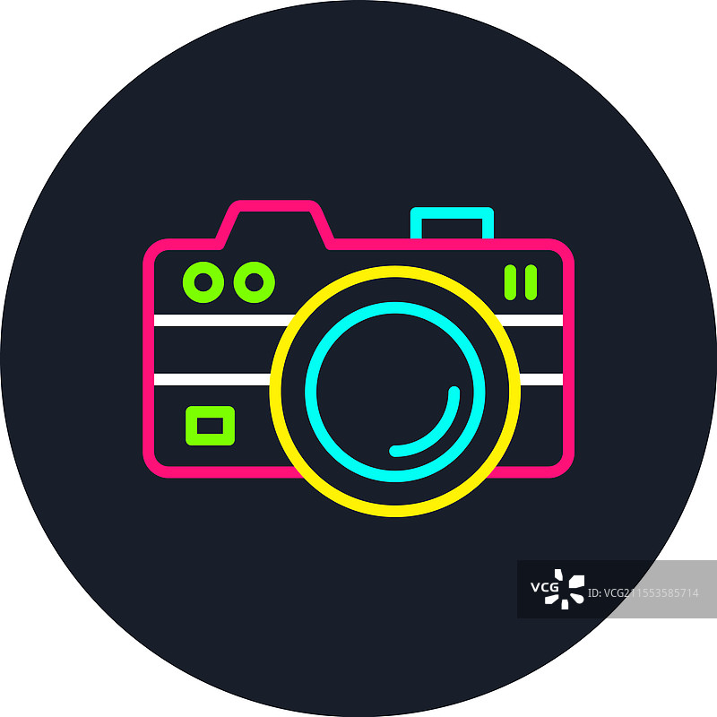 相机线条多彩图标图片素材