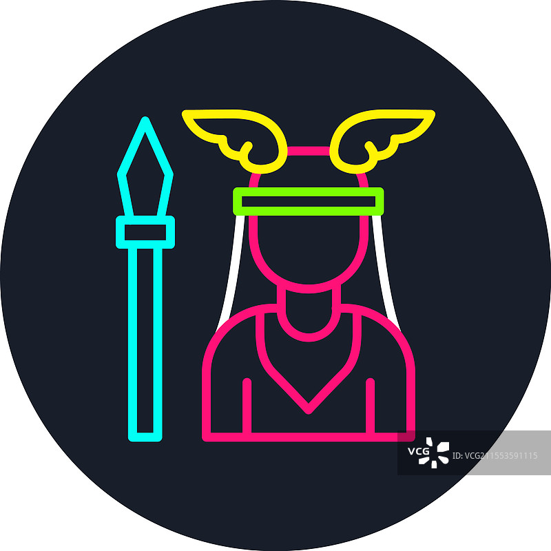 雅典娜线条多彩图标图片素材