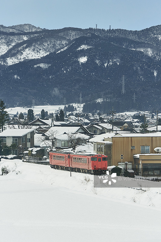 北陆地区的雪国列车图片素材
