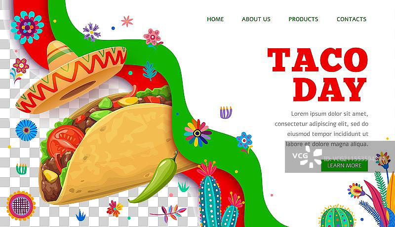 墨西哥美食餐厅的塔可日落地页图片素材