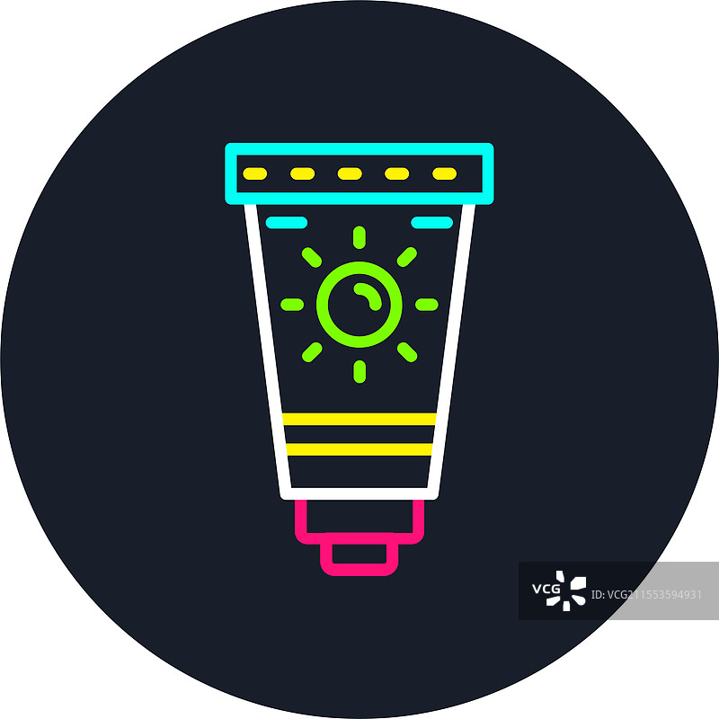 防晒霜线条多色图标图片素材