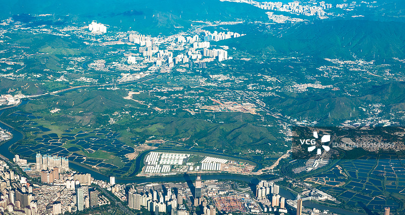 落马洲河套地区 香港 深圳河 北部都会区 皇岗口岸 罗湖口岸 河套深港科技创新合作区 航拍图片素材