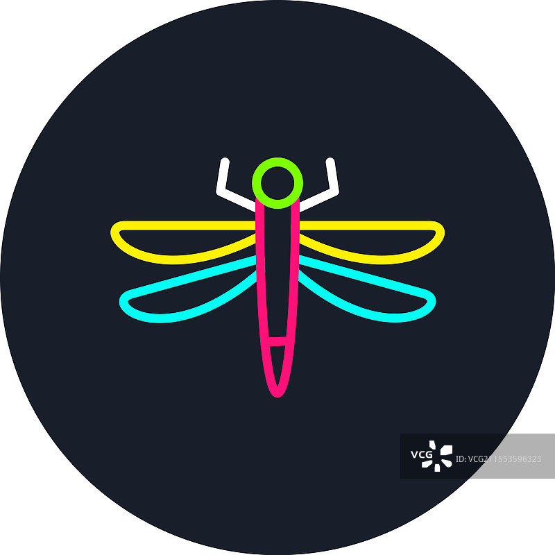 多色蜻蜓线条图标图片素材