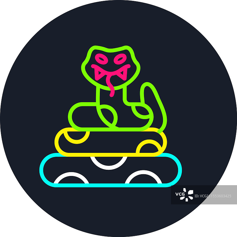 多色图标的蟒蛇线条图片素材