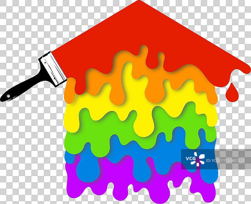 画笔和颜料滴的象征图片素材