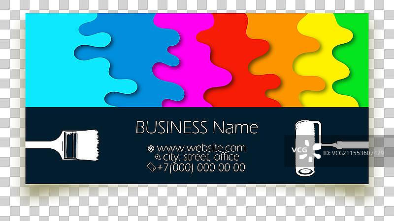 彩色油漆刷和滚筒的污渍和滴落图片素材