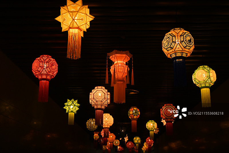 西安安仁坊遗址展示馆 手工灯笼 花灯图片素材