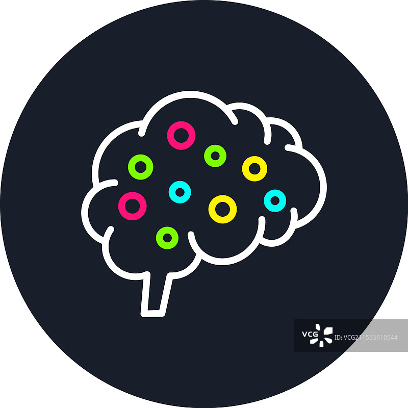 多彩脑点线图标图片素材