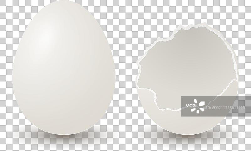 3D真实的白色鸡蛋破裂了图片素材