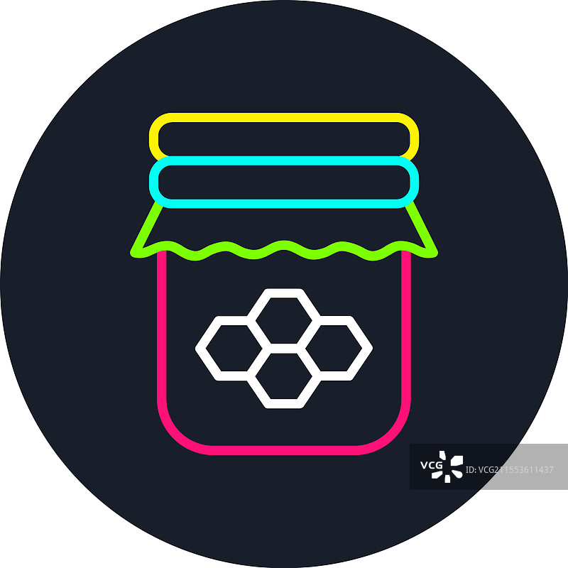 多色蜂蜜罐线条图标图片素材