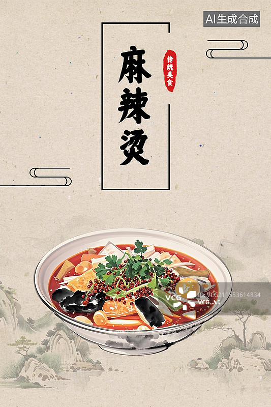 【AI数字艺术】麻辣烫传统美食海报设计模版图片素材