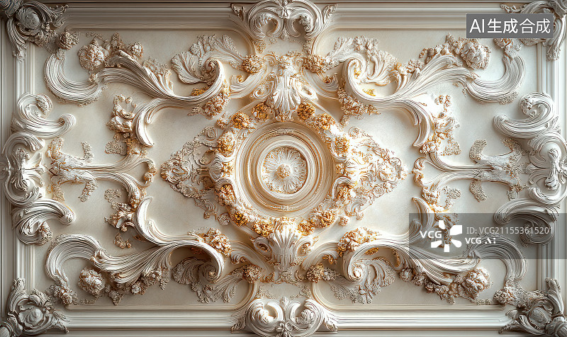 【AI数字艺术】欧式金色雕花纹饰图片素材
