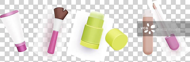 化妆品3D图标集图片素材