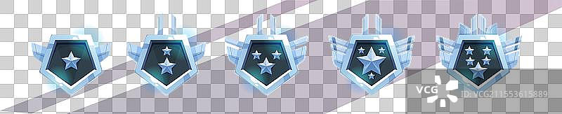 一组徽章等级标志，孤立在背景上图片素材