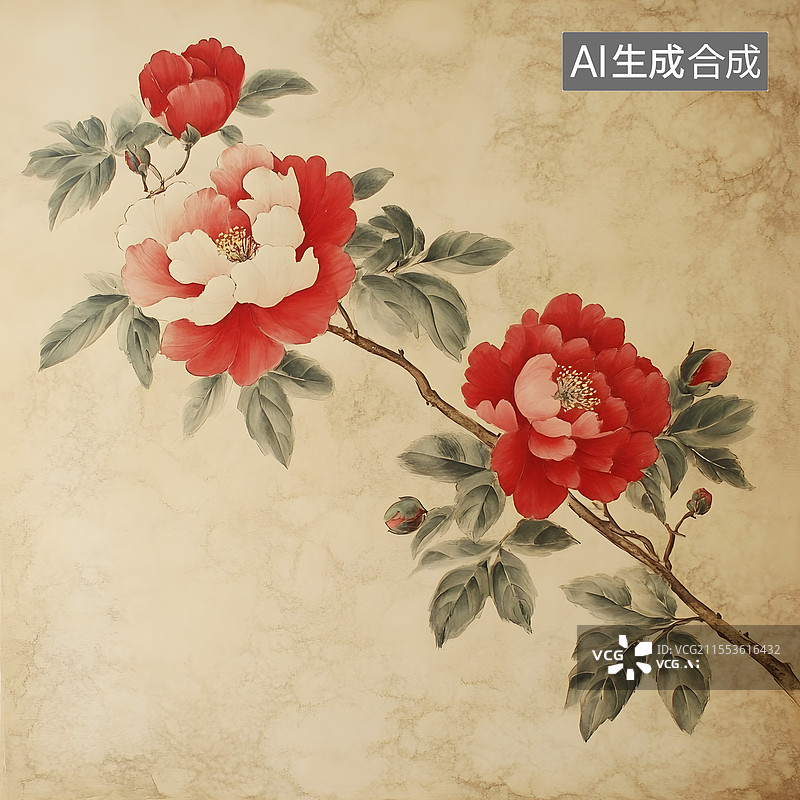 【AI数字艺术】国风花鸟刺绣图案图片素材