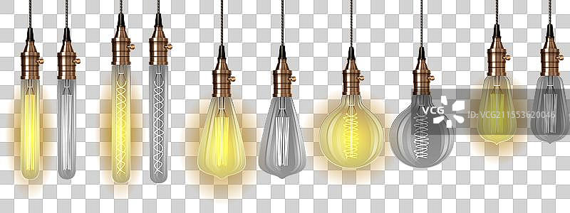 开关灯泡的3D真实感套装图片素材