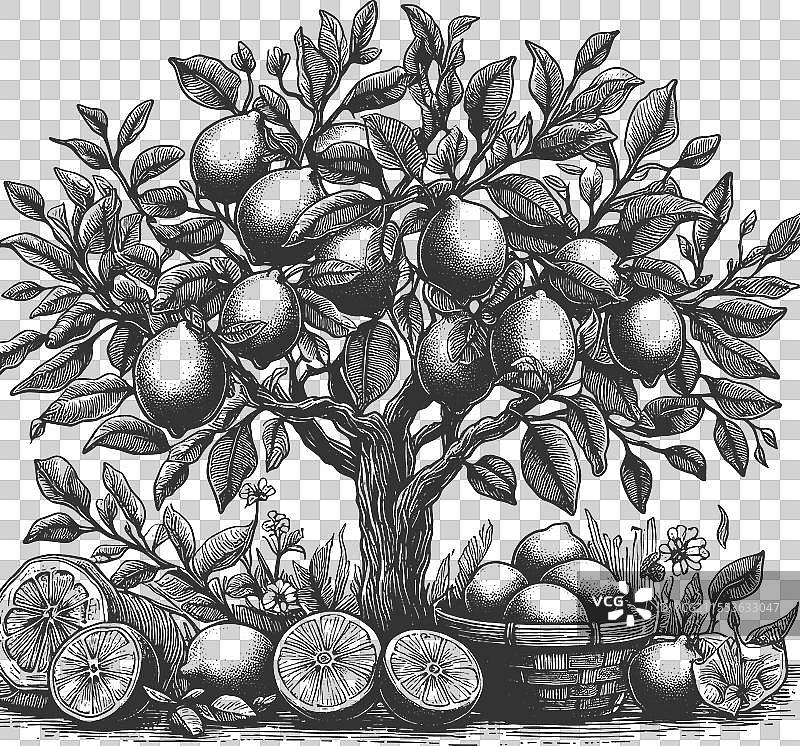 柠檬树果实雕刻图片素材