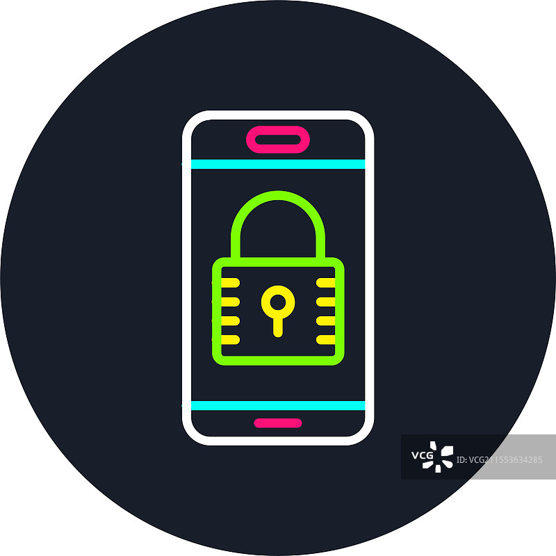 多色锁定线图标图片素材