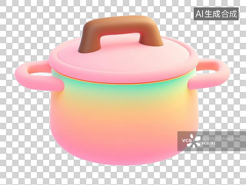 【AI数字艺术】彩虹渐变色锅具元素免抠图标图片素材