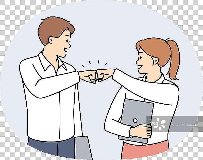 微笑的商务人士互相击掌图片素材