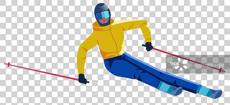 寒冷冬天北方冰天雪地户外极速竞技体育速度比赛竞赛冬季奥运会勇敢勇气滑雪滑板竞赛运动人物卡通插画图片素材