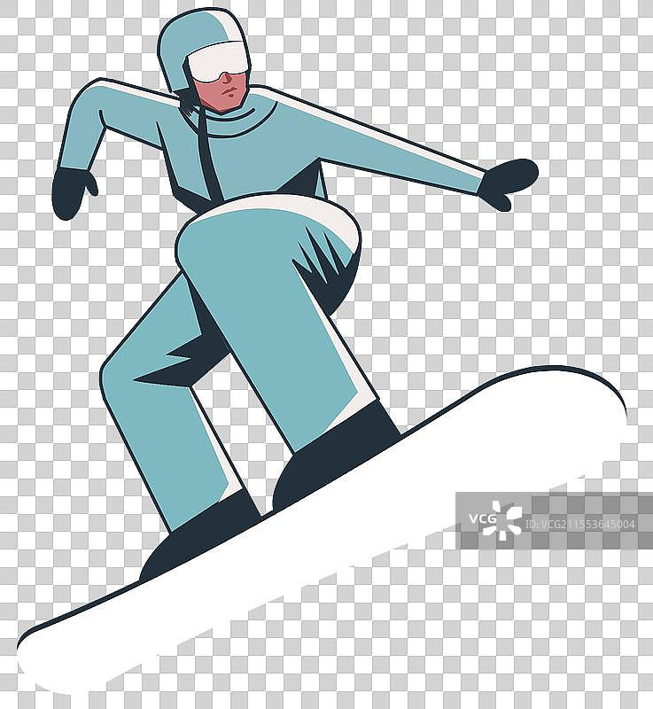 寒冷冬天北方冰天雪地户外极速竞技体育速度比赛竞赛冬季奥运会勇敢勇气滑雪滑板竞赛运动人物卡通插画图片素材