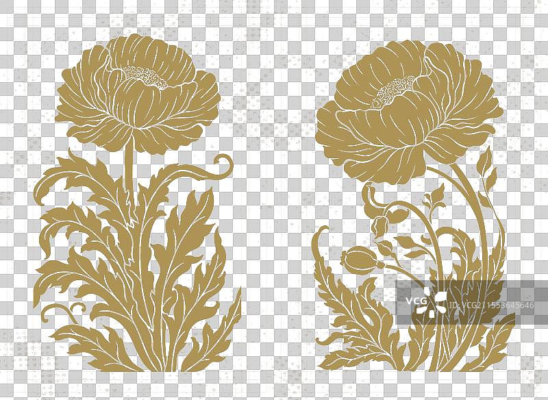 维多利亚艺术风格的牡丹花框架图片素材