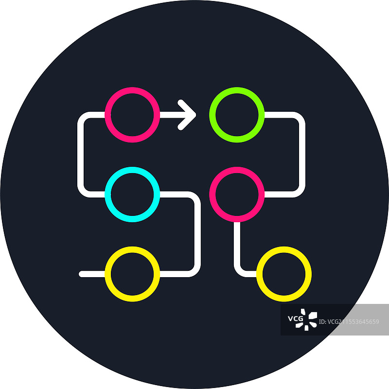 依赖关系线多色图标图片素材