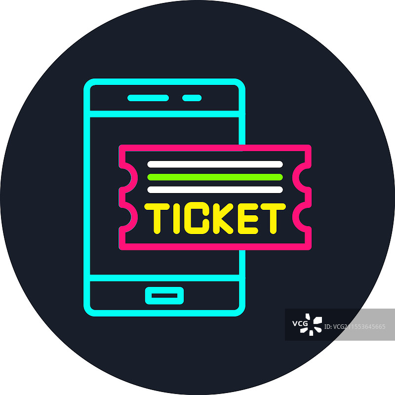 电子票线多彩图标图片素材