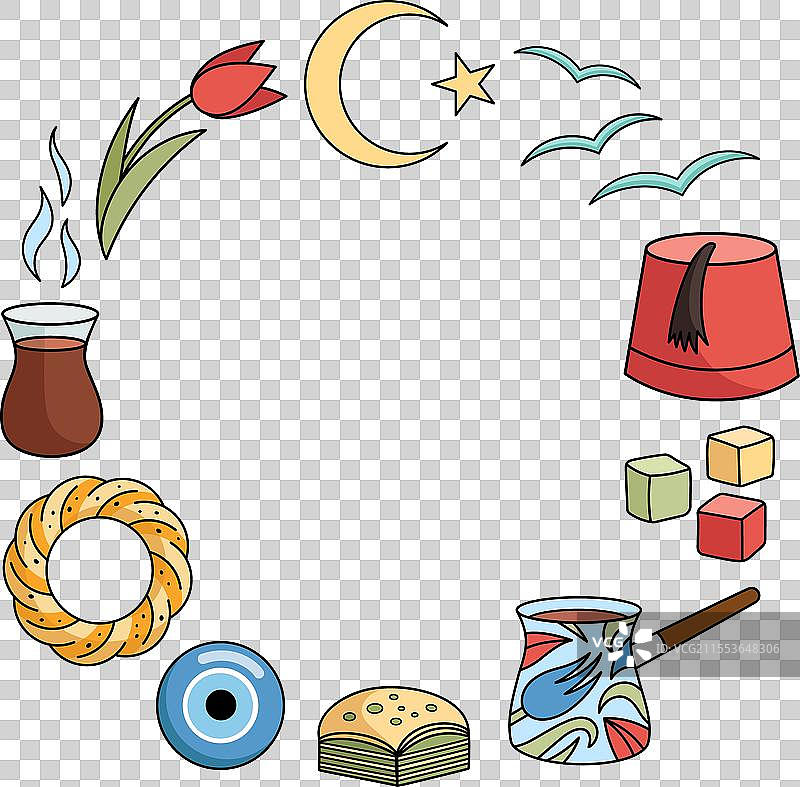 土耳其文化圆形框架留白图片素材