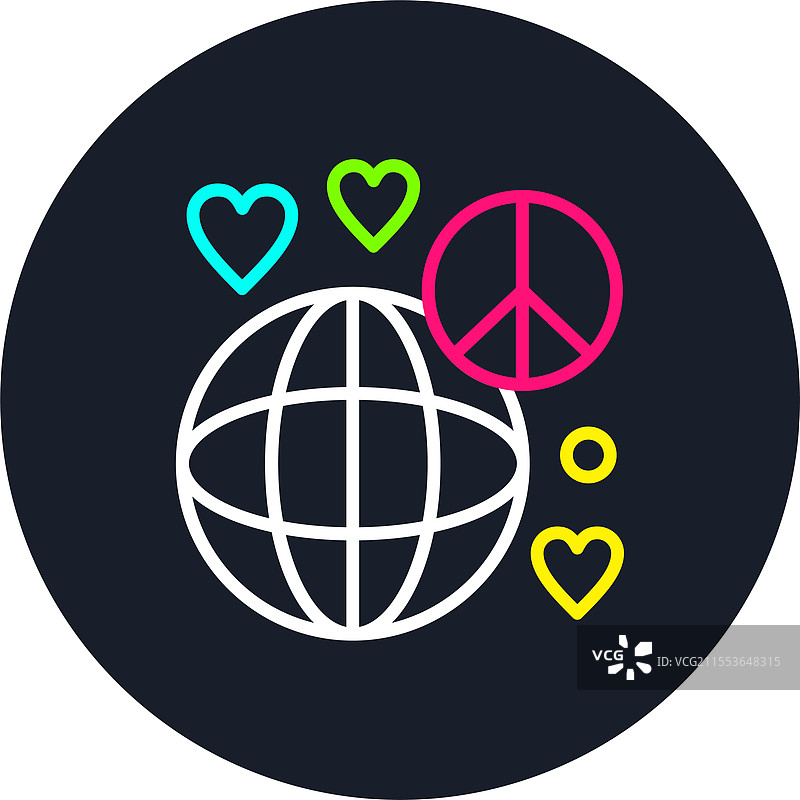 世界和平线多彩图标图片素材