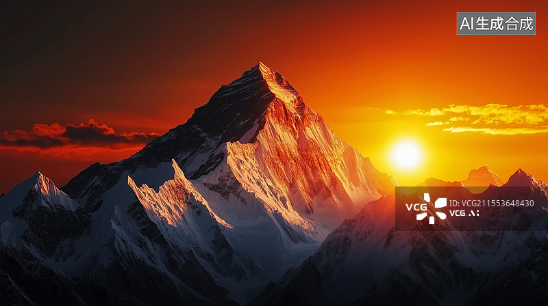【AI数字艺术】雪山日出图片素材