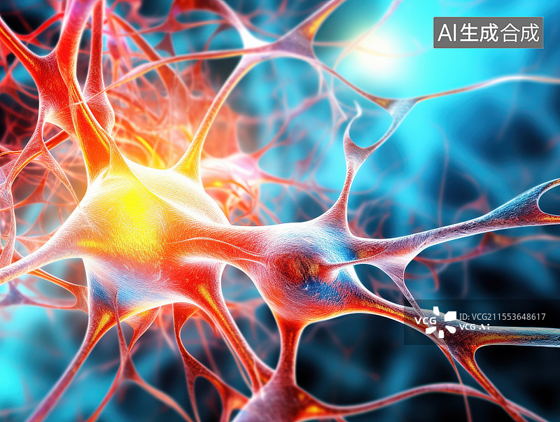 【AI数字艺术】神经元的奥秘抽象插画：微观的连接世界图片素材
