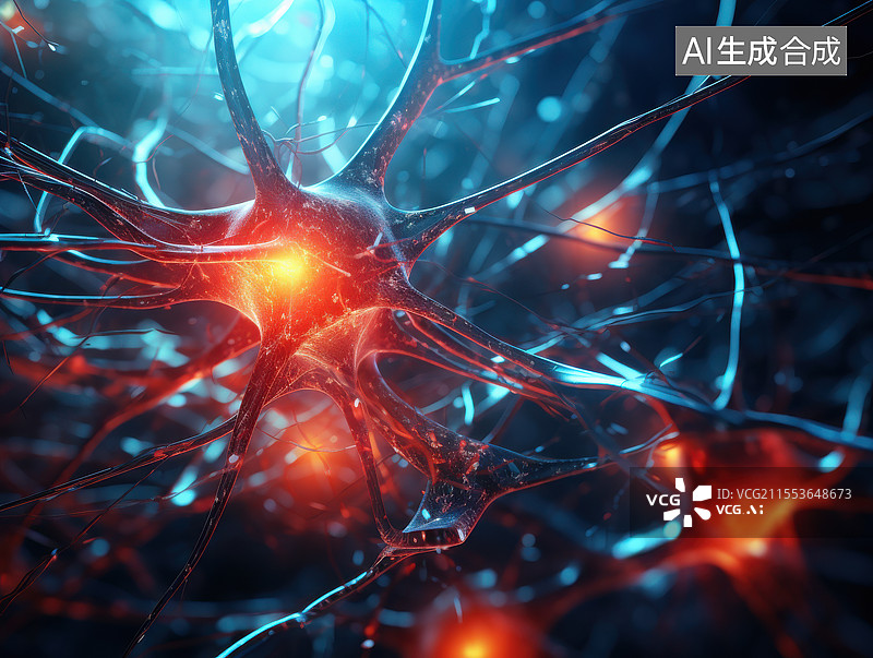 【AI数字艺术】神经元的奥秘抽象插画：微观的连接世界图片素材