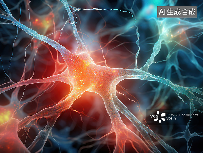 【AI数字艺术】神经元的奥秘抽象插画：微观的连接世界图片素材