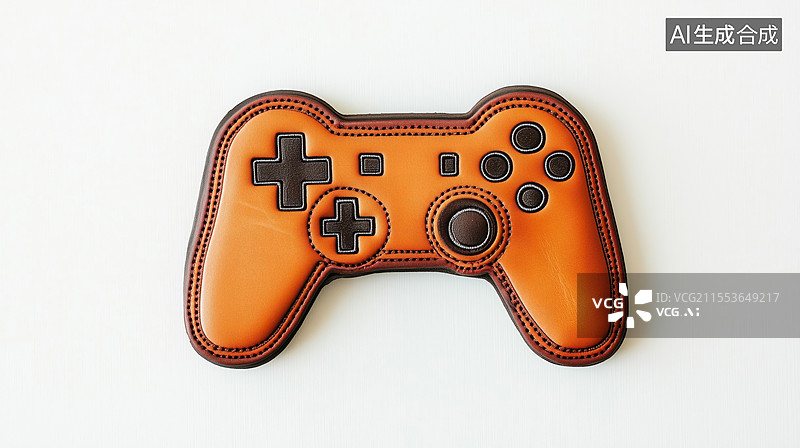【AI数字艺术】白背景牛皮材料制作的游戏手柄扁平图标素材图案图片素材