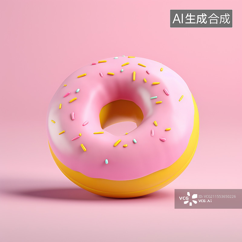【AI数字艺术】梦幻粉色甜甜圈：多彩糖屑的甜蜜诱惑图片素材