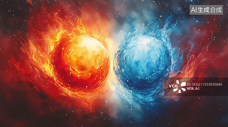【AI数字艺术】冰与火图片素材