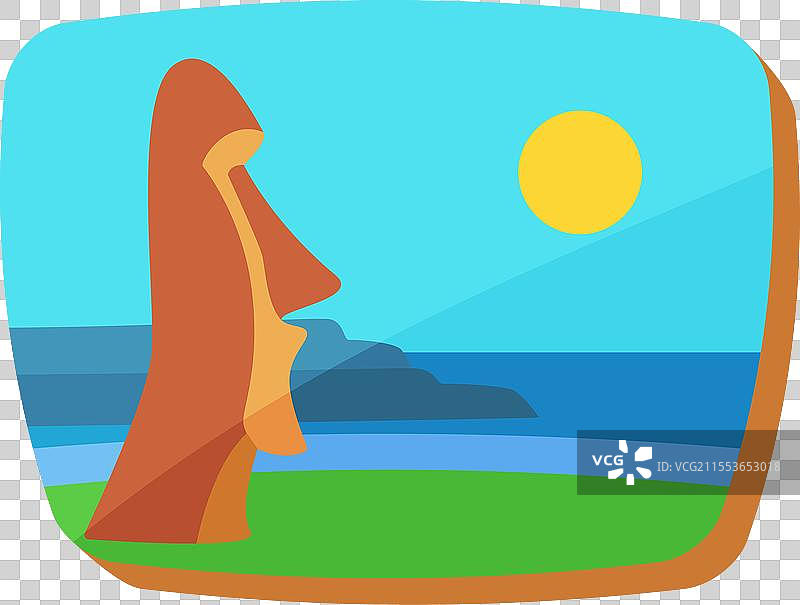 复活节岛上的摩艾石像与抽象海洋图片素材