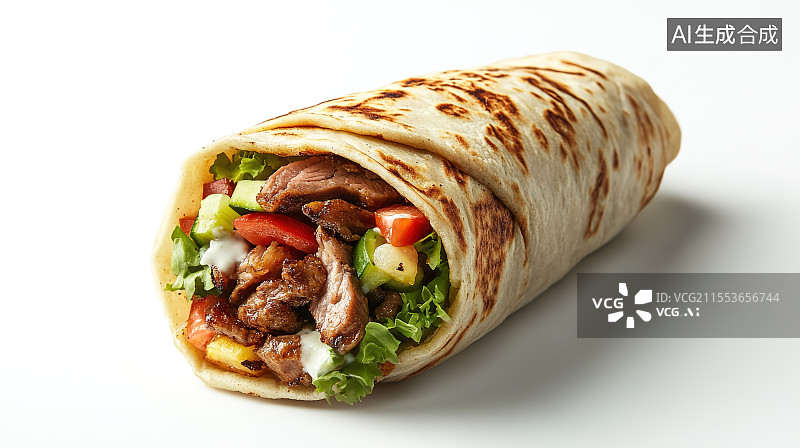 【AI数字艺术】美味的烤肉卷饼图片素材