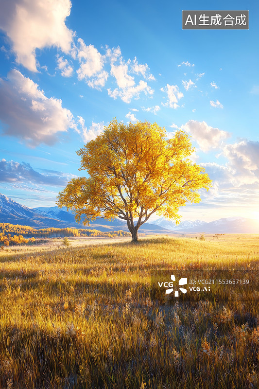 【AI数字艺术】美丽的秋天风景插画图片素材