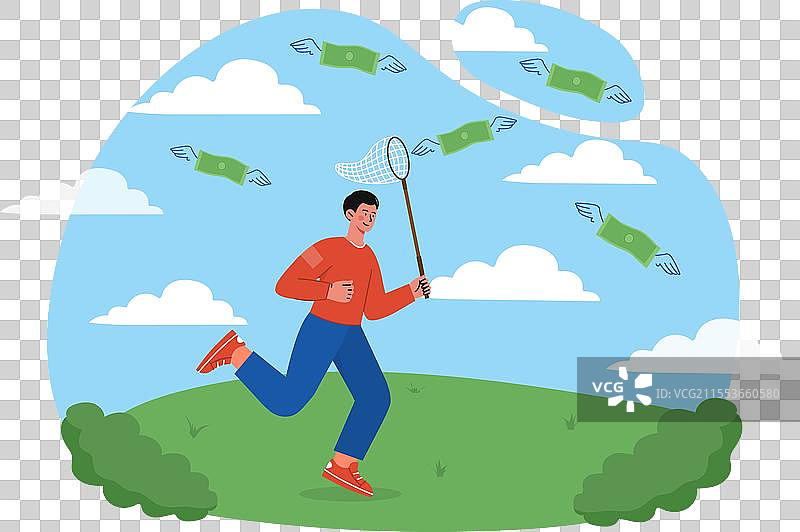 男人抓住金钱的概念图片素材