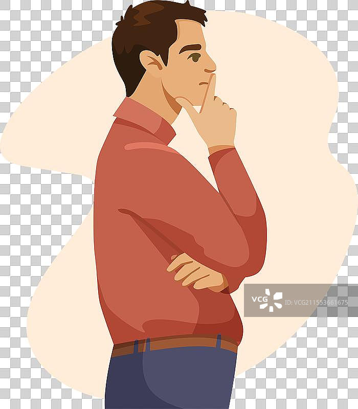 一个深思的男人站着图片素材