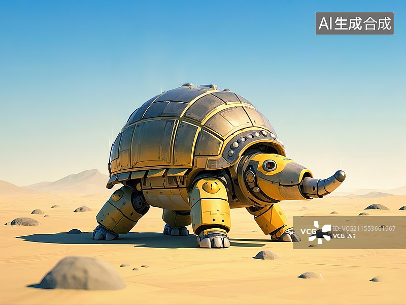 【AI数字艺术】抽象创意动物插画系列儿童识字卡艺术元素孟菲斯风格卡通犰狳球形装甲和机械关节沙漠数据流图片素材