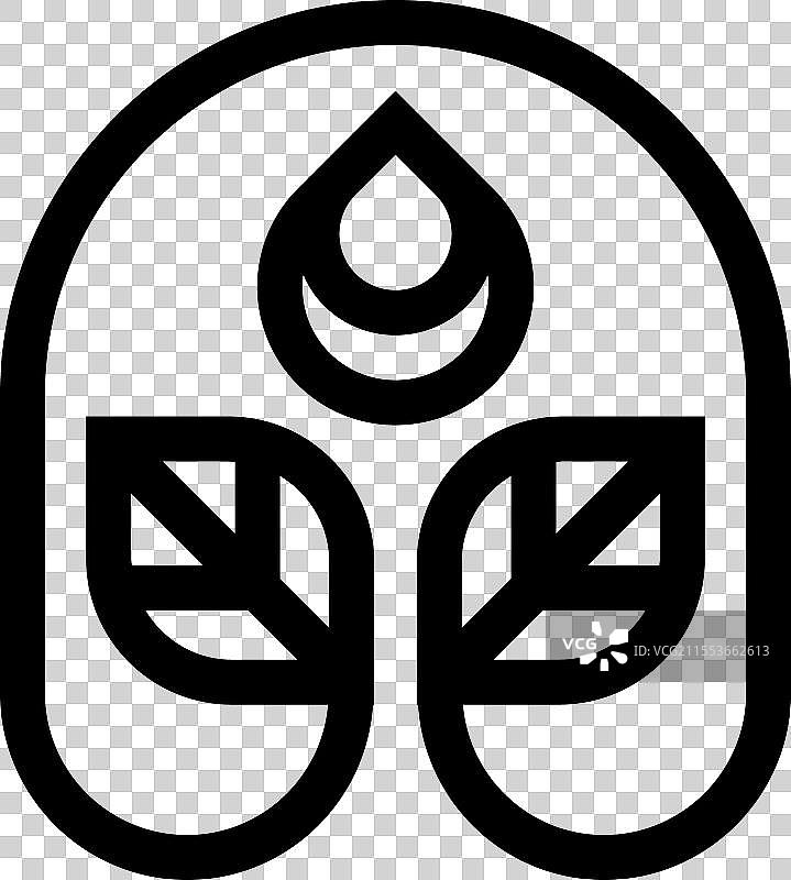 叶子和水滴的连续线条平面logo图片素材