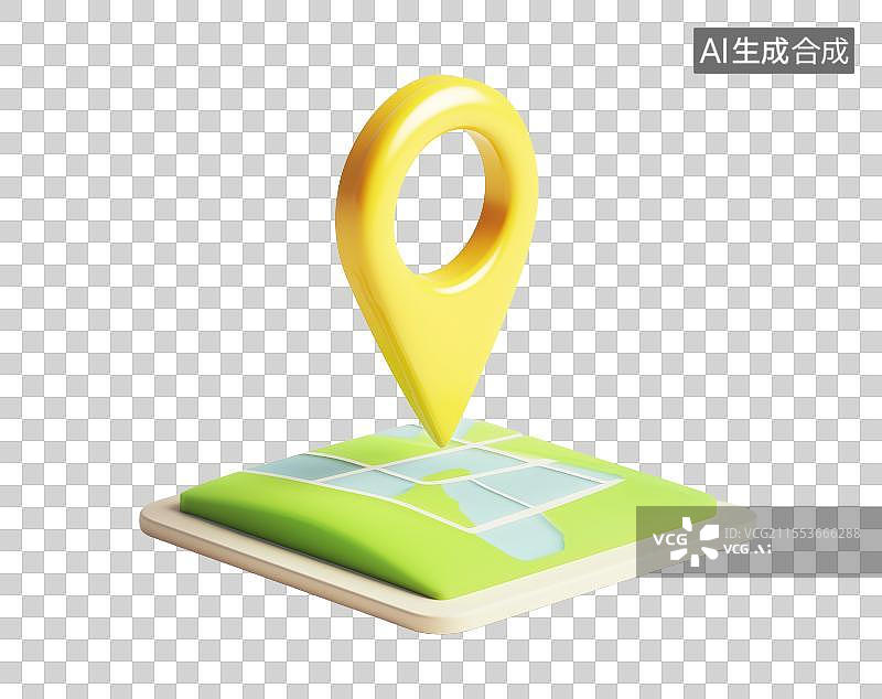 【AI数字艺术】3D粘土黄色地标地块地图位置图片素材