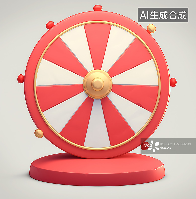 【AI数字艺术】3D抽奖幸运转盘元素图片素材