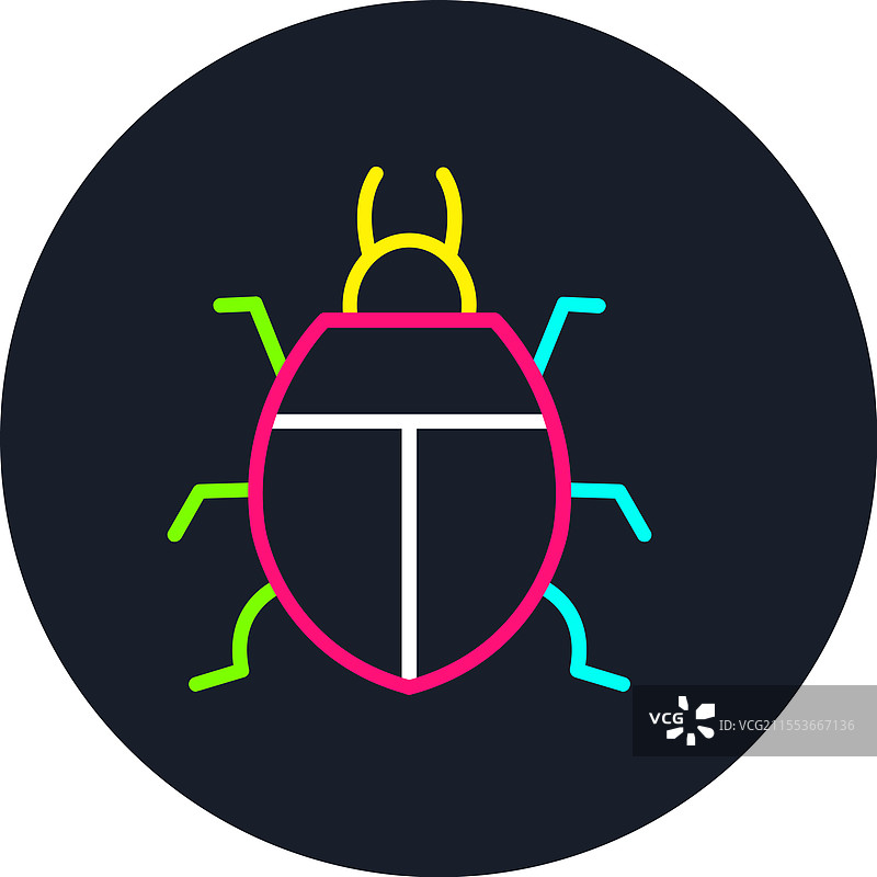 多色甲虫线条图标图片素材