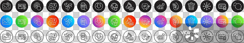 多通道和聊天气泡线条图标图片素材